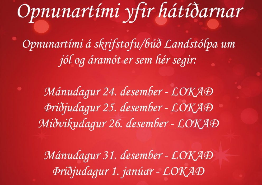 Opnunartími yfir hátíðarnar!
